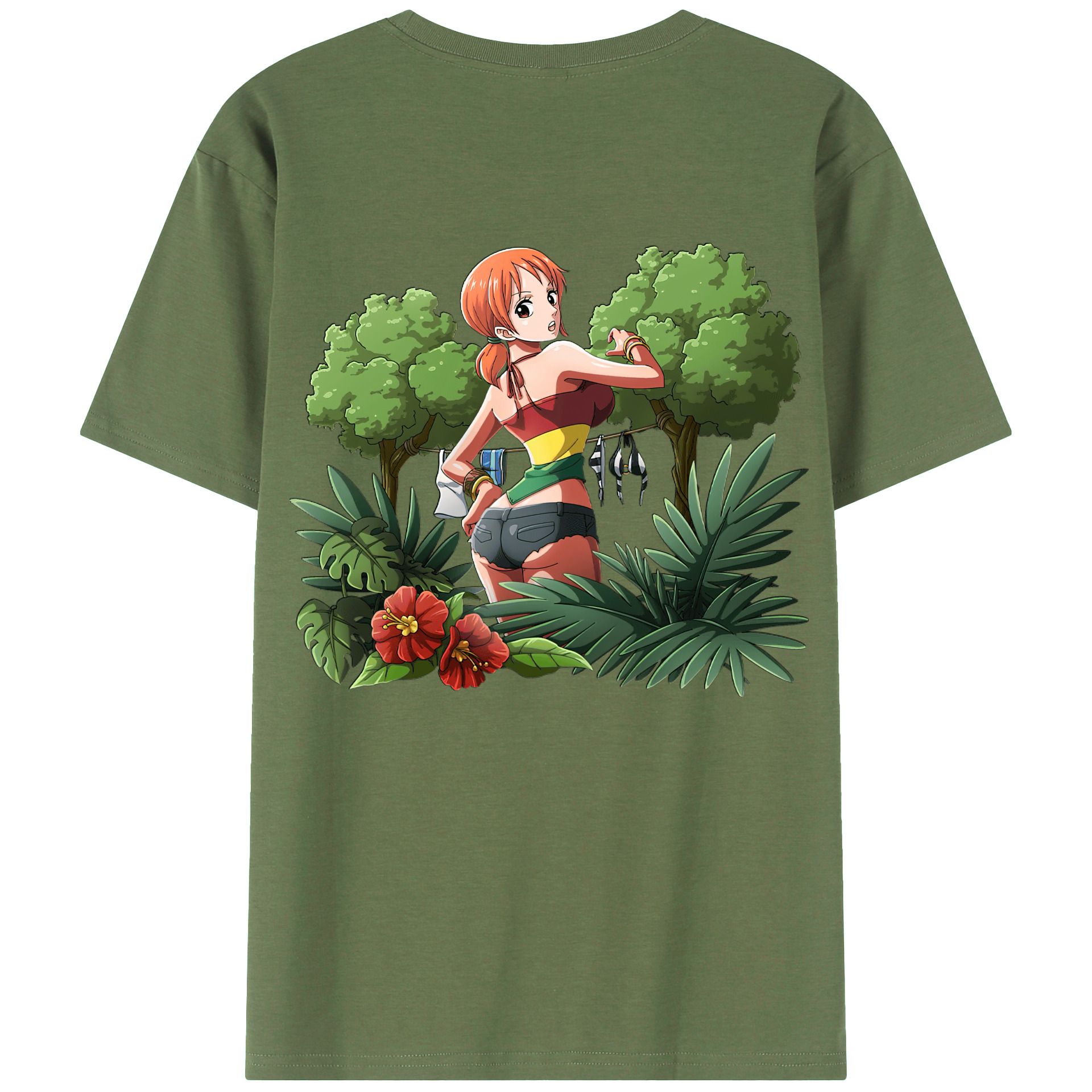 （画像用） ワンピース ナミ ONE PIECE Nami 綿100％ メンズ半袖Tシャツ（バックプリント） 通気性